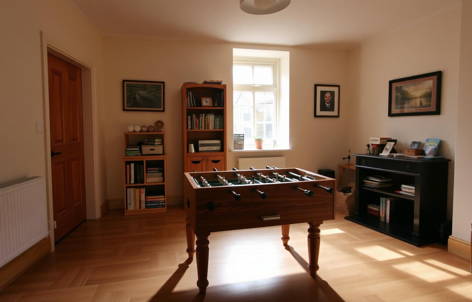 Foosball table in a relaxed UK games room